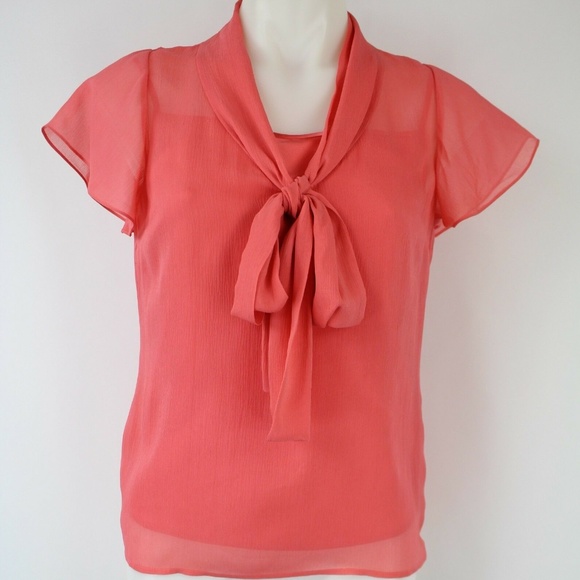 St John Tops - St. John Coral Sheer Short Sleeve Blouse Size 2 St John Tops - St. John Coral Sheer Short Sleeve Blouse Size 2
